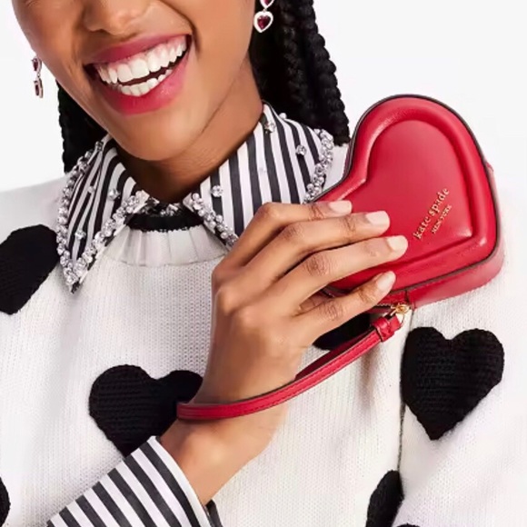 NWT-Kate Spade-Pitter Patter Heart ❤️Convertible Coin Purse-Perfect Cherry-$128 - Picture 16 of 16